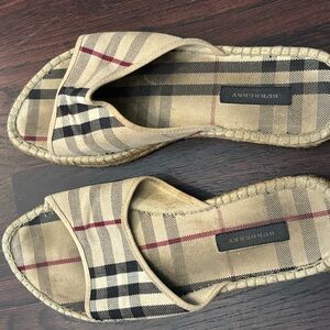Burberry Beige and Black Plaid Slides
